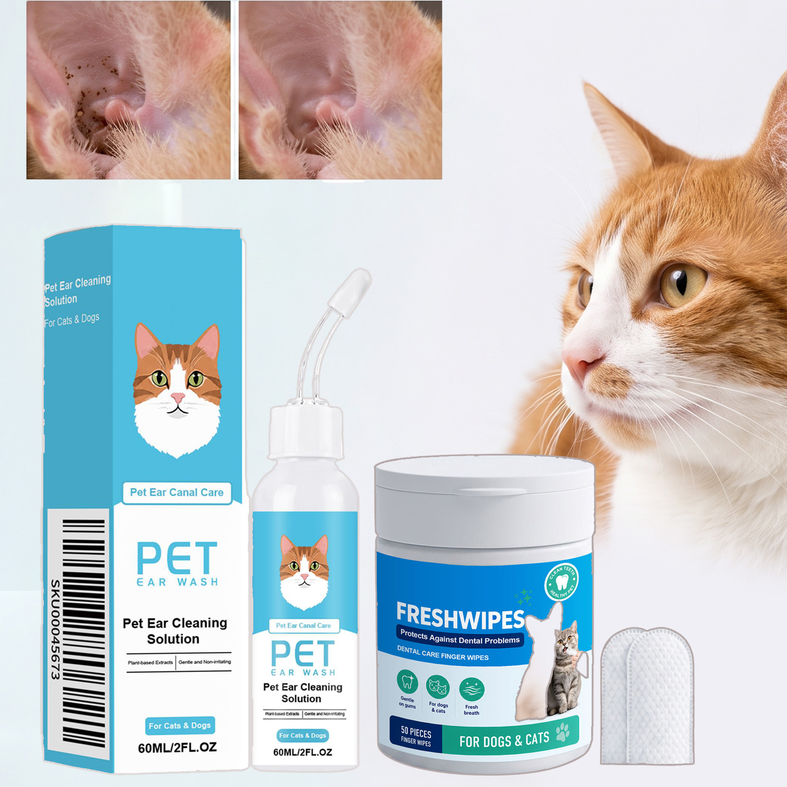 Pet Ear Cleaner - 2 szt. Naturalnych kropli do uszu
