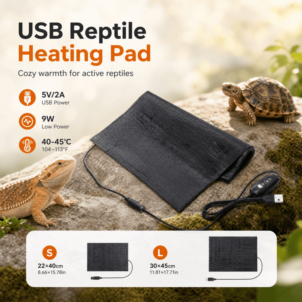 Reptile Heating Mat - Podkładka grzewcza USB dla zwierząt, skórzana,